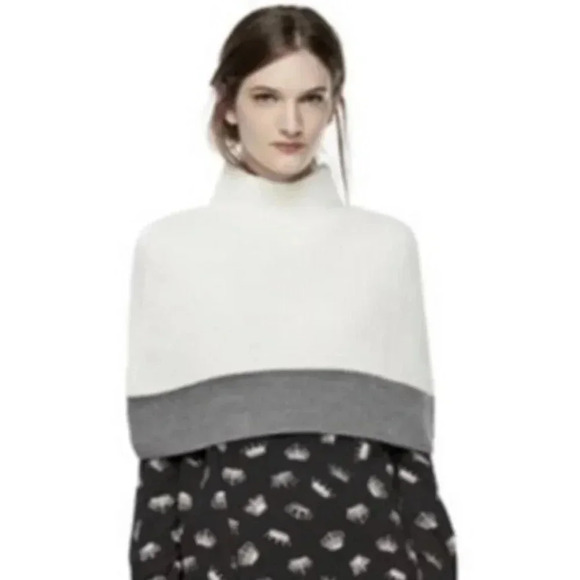 {Thakoon} By Design Nation Ribbed Mocneck Caplet in English Lace/Grey - L/XL - Picture 3 of 10